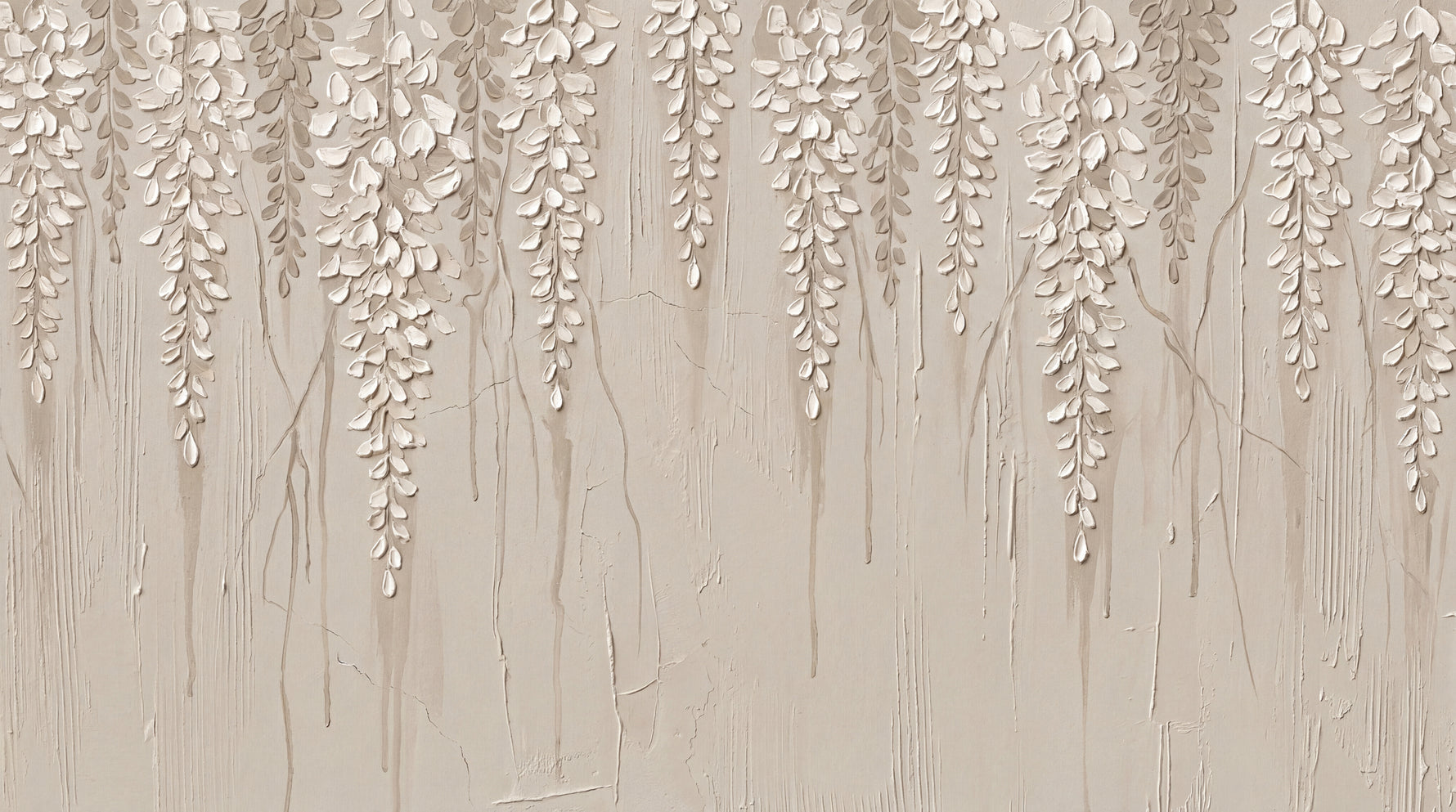 Trailing Vines Beige Floral Wallpaper - Vintage Botanical Flower Wall Mural Peel and Stick - Design