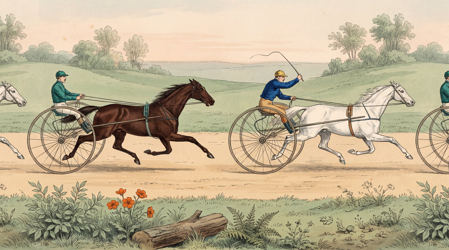 Trotting Fields Green Horse Wallpaper - Vintage Animal Wall Mural Peel and Stick - Design