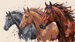 Untamed Manes Brown Horse Wallpaper - Animal Wall Mural Peel and Stick 7 Horse Removable Decor - Design