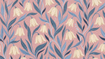 Velvet Bellnotes Pink Floral Wallpaper - Blue and White Flower Wallpaper Peel and Stick - Design