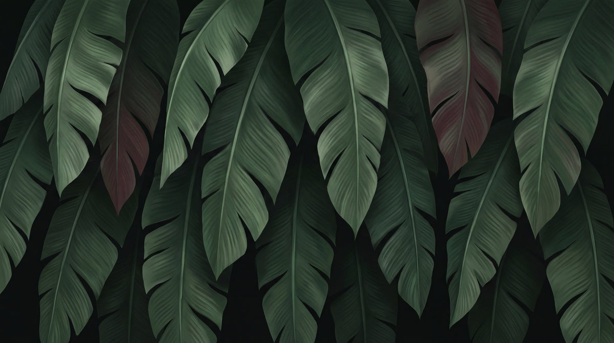 Velvet Monsoon Green Jungle Wallpaper - Dark Green Tropical Botanical Leaf Peel and Stick Mural - Design