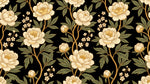 Velvet Nocturne Black Wallpaper - Vintage Floral Botanical Victorian Peel and Stick Wall Mural - Design