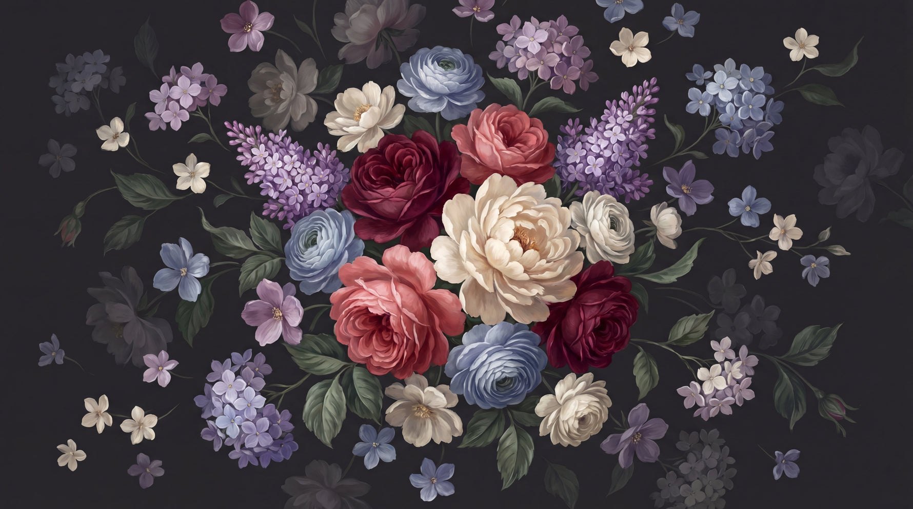 Velvet Nocturne Dark Floral Wallpaper - Dark Red Rose Aesthetic Peel and Stick Wall Mural - Design