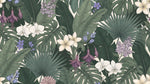 Verdant Conservatory Green Floral Wallpaper - Dark Green Greenery Flower Peel and Stick Mural - Design