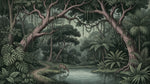 Verdant Reverie Green Forest Wallpaper - Jungle Tropical Palm Tree Woodland Wall Mural Peel and Stick - Design