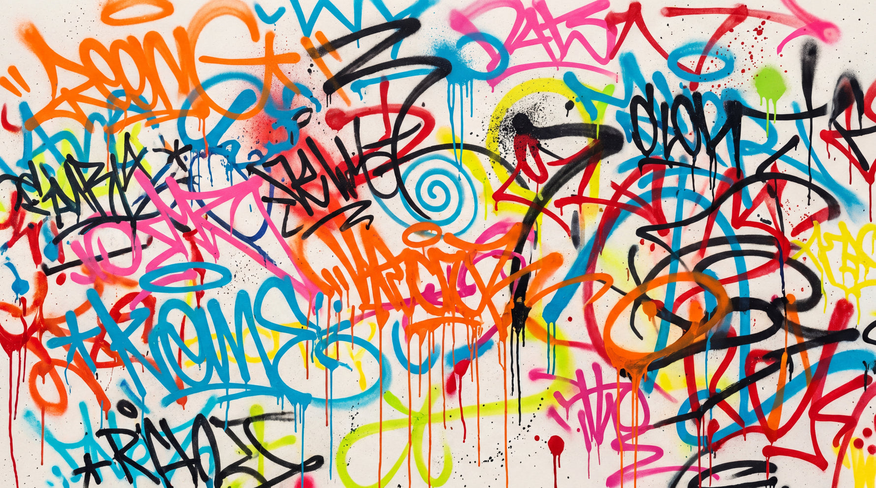 Vivid Havoc - Orange Graffiti Wallpaper - Bold Maximalist Street Art Peel and Stick - Design