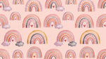 Watercolor Skies Pink Nursery Wallpaper for Kids - Boho Wallpaper Peel and Stick Kids Wall Mural - Design