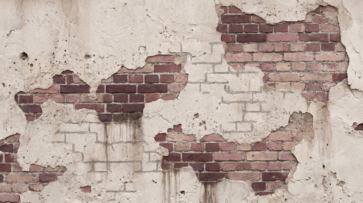 Weathered Mortar - Beige Brick Wallpaper Peel and Stick - White Brick Effect Vintage Wall Mural - Design