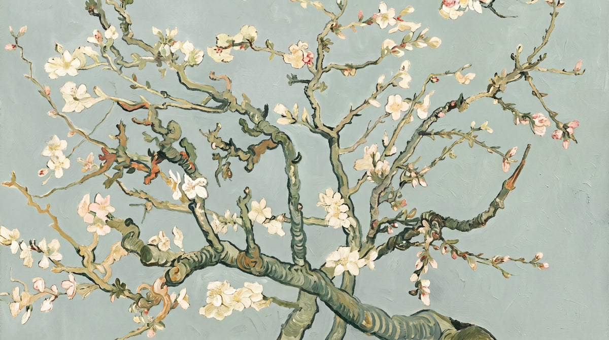 Whispering Blossoms - Green Cherry Blossom Wallpaper - Sage Floral Vintage Botanical Peel and Stick - Design