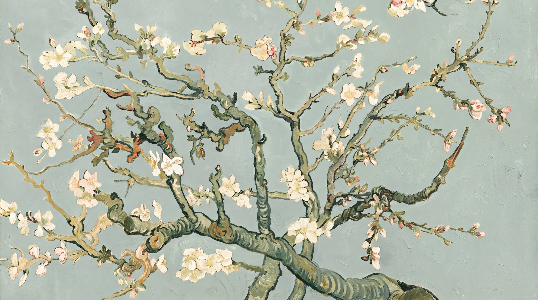 Whispering Blossoms - Green Cherry Blossom Wallpaper - Sage Floral Vintage Botanical Peel and Stick - Design