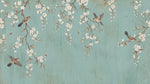 Whispering Branches - Blue Cherry Blossom Wallpaper - Teal Chinoiserie Vintage Floral Peel and Stick Wall Mural - Design