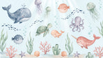 Whispering Tides Pastel Ocean Wallpaper for Kids - Blue Sea Nursery Wave Peel and Stick Mural - Design
