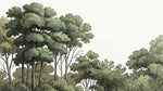 Whispering Woodlands Green Forest Wallpaper - Sage Green Woodland Botanical Leaf Peel and Stick Mural - Design