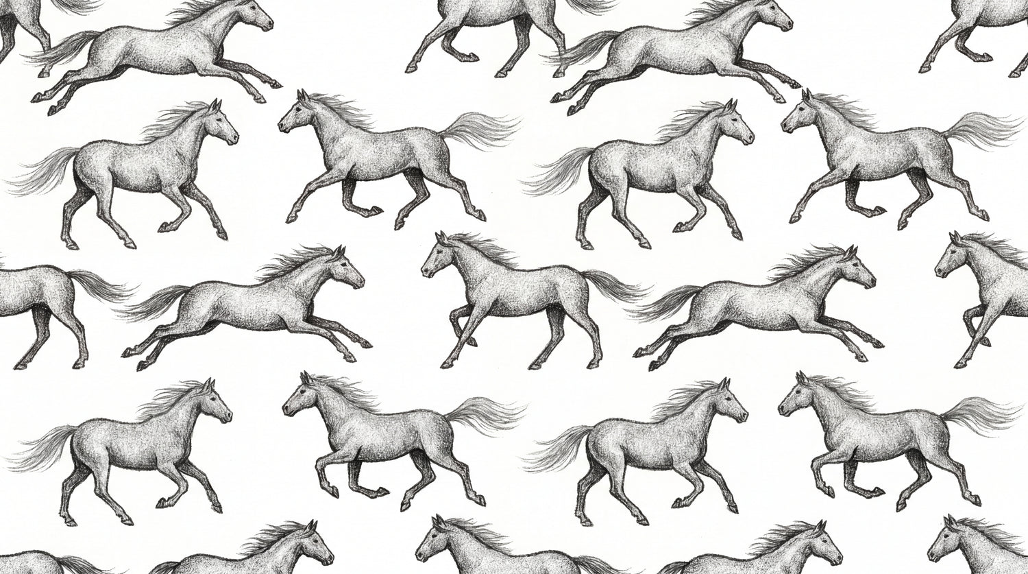 Wild Gallop Gray Horse Wallpaper - Animal Wallpaper Peel and Stick 7 Horse Wall Mural - Design