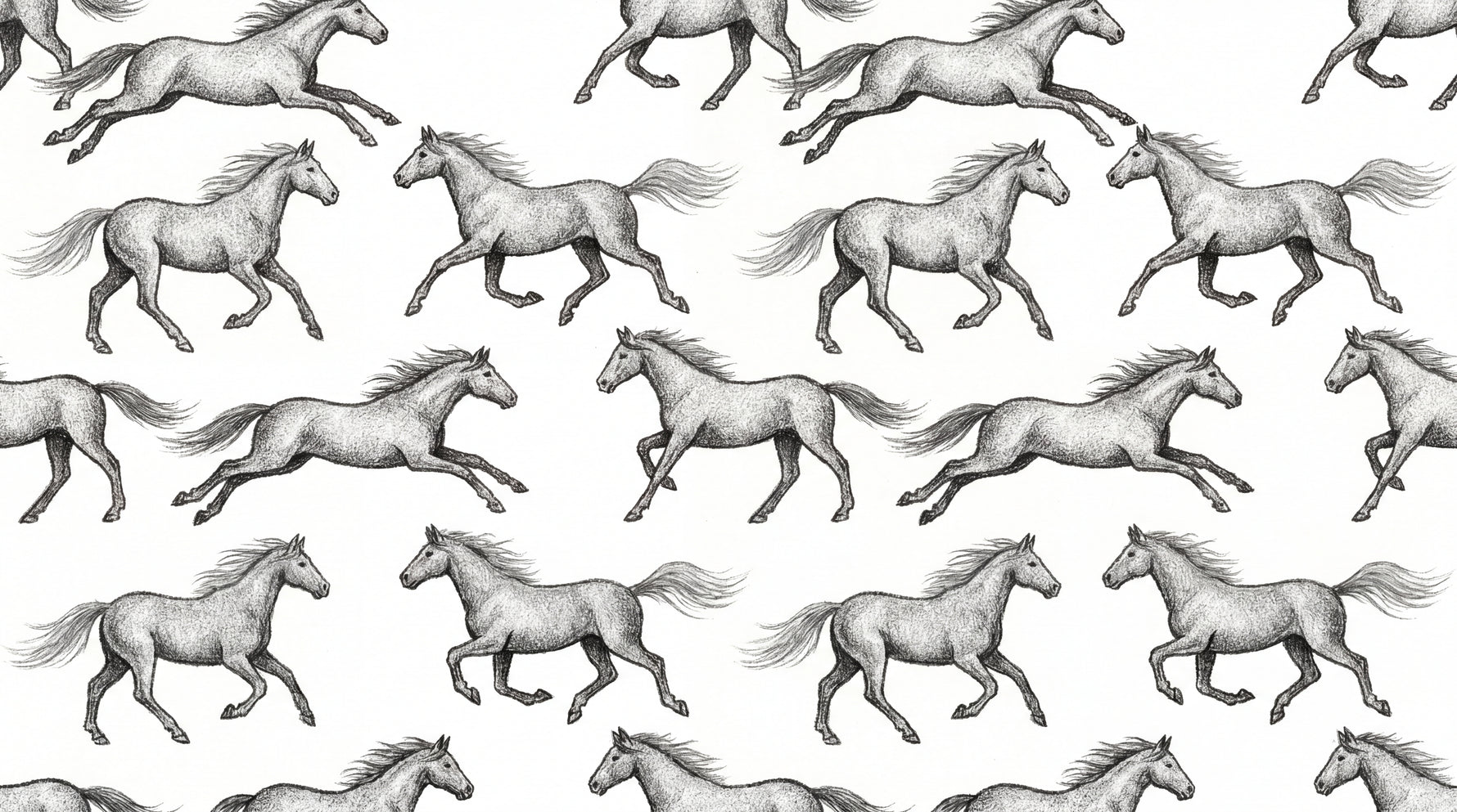 Wild Gallop Gray Horse Wallpaper - Animal Wallpaper Peel and Stick 7 Horse Wall Mural - Design