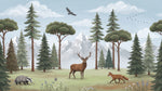Wild Ridge - Green Mountain Wallpaper - Forest Woodland Fox Wall Mural Peel and Stick - Design