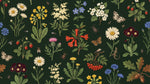 Wildling Almanac Green Floral Wallpaper - Dark Green Daisy Flower Peel and Stick Wall Mural - Design