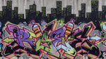 Wildstyle Pulse - Black Graffiti Wallpaper - Pink & Green Concrete Wallpaper Peel and Stick - Design