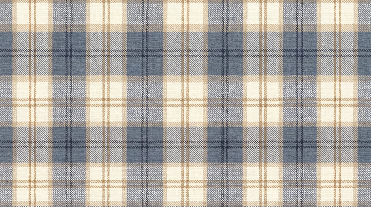 Woven Homestead Blue Wallpaper - Country Vintage Beige Navy Plaid Peel and Stick - Design