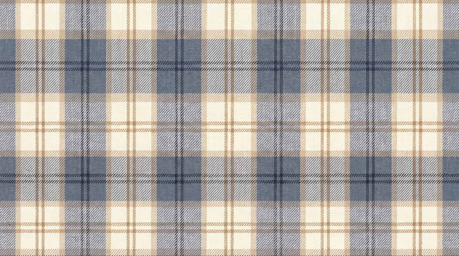 Woven Homestead Blue Wallpaper - Country Vintage Beige Navy Plaid Peel and Stick - Design