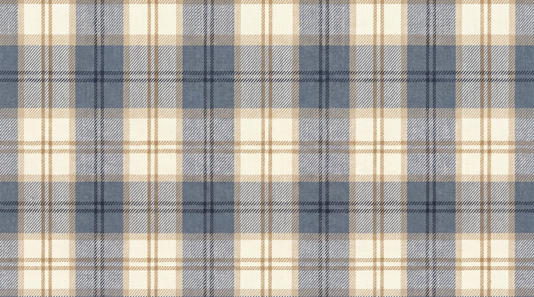Woven Homestead Blue Wallpaper - Country Vintage Beige Navy Plaid Peel and Stick - Design