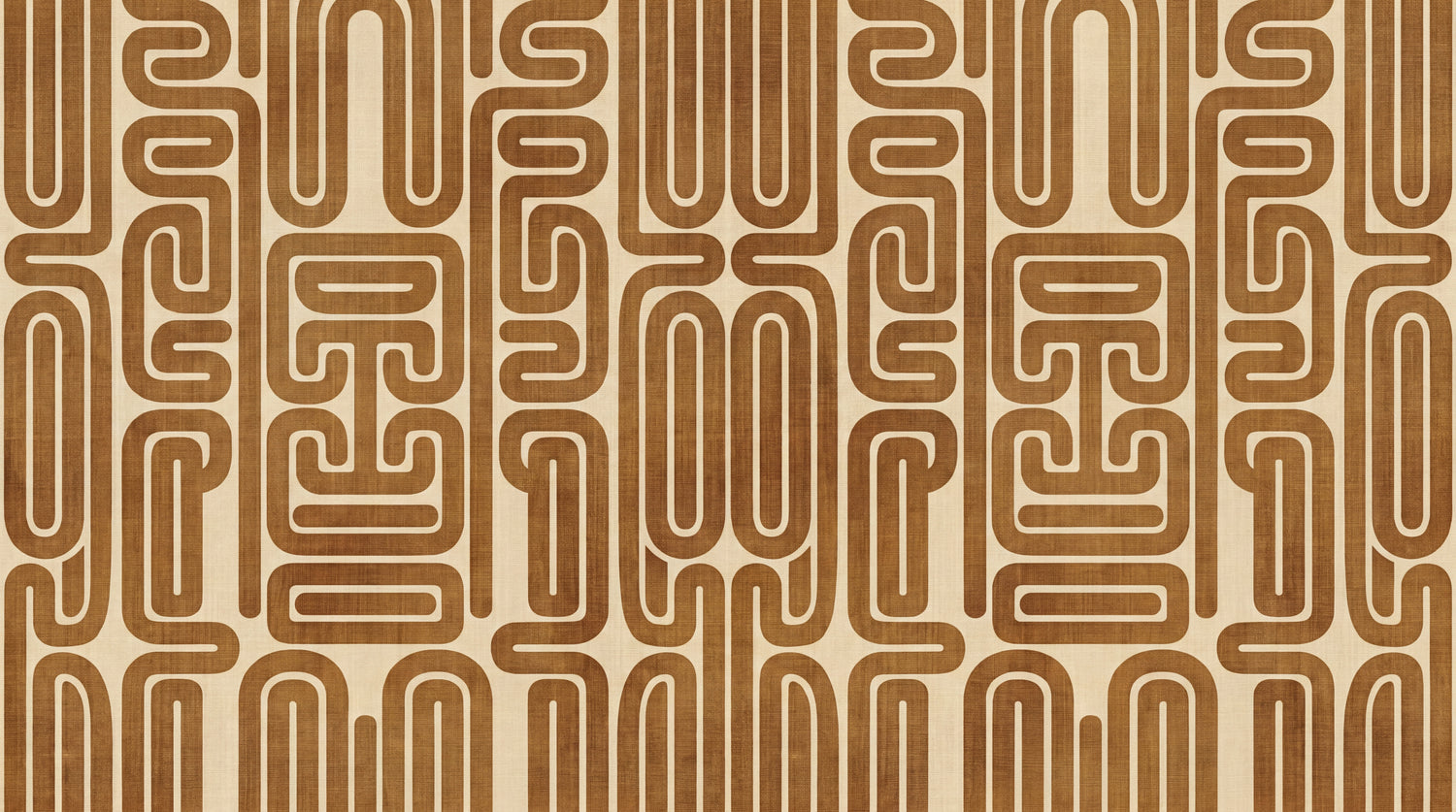 Woven Maze Brown Geometric Wallpaper - Beige Retro Abstract Peel and Stick Wall Mural - Design