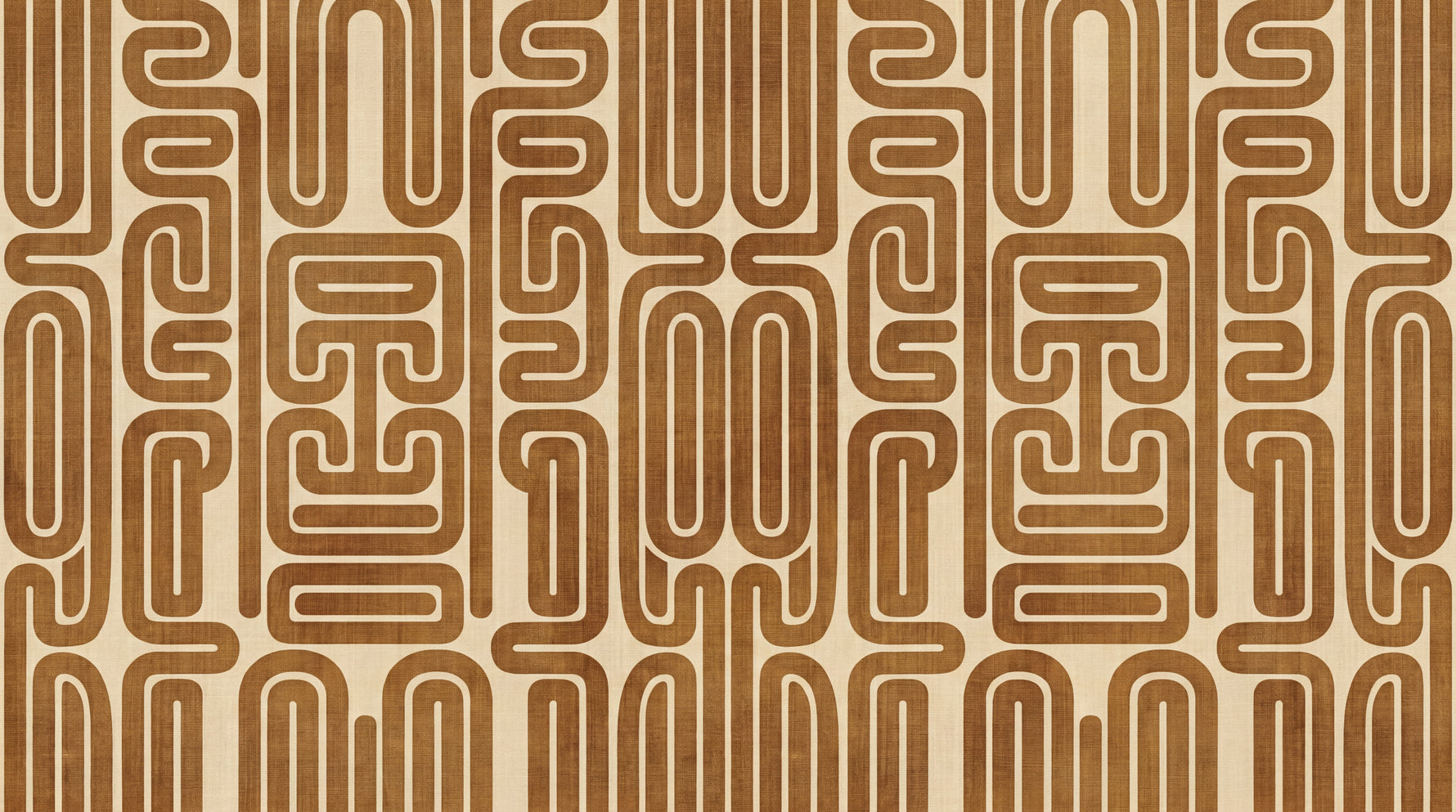 Woven Maze Brown Geometric Wallpaper - Beige Retro Abstract Peel and Stick Wall Mural - Design